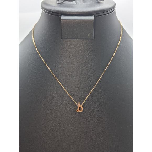 Lower Case 'b' or 'd' Initial Pendant Gold Tone 16" Necklace - Picture 6 of 7